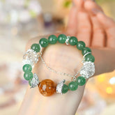 Crystal Green Strawberry Yellow Gum Flower Star Tassel Butterfly Bracelet - Energy & Luck